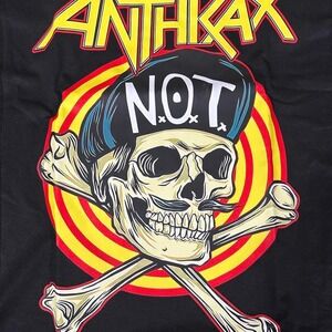 Anthrax Not Man Skull Target Graphic T-Shirt Black XL Heavy Metal Thrash Band
